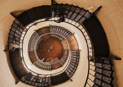 High angle view of spiral stairs