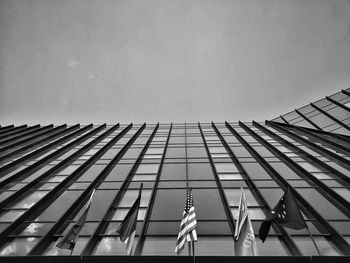 Low angle view of modern building against clear sky