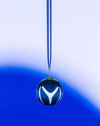 Close-up of blue hanging light