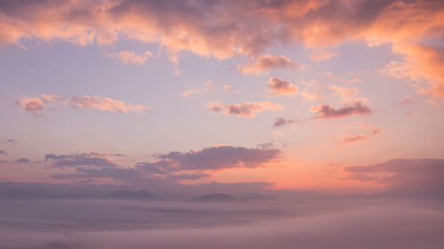 Low angle view of cloudy sky during sunset