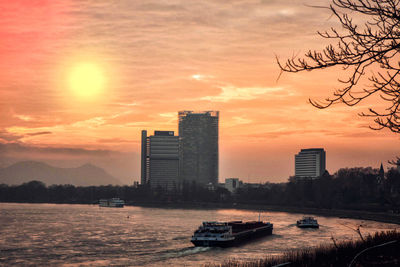 View of cityscape at sunset