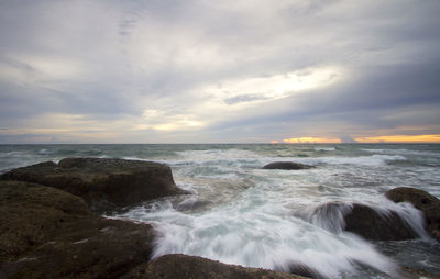 Scenic view of sea against sky during sunset