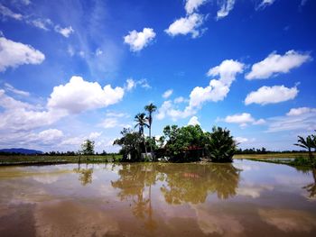 Scenic view of lake against sky