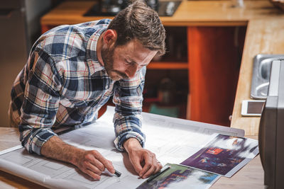 Man working on table