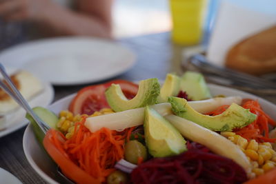 Close-up of salad served in plate