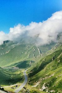 Landscape with mountain range in background
