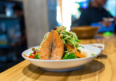 Close-up of food in bowl on table