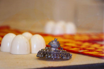 Close-up of insect on table