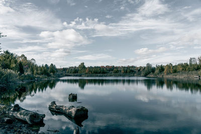 Scenic view of lake against sky