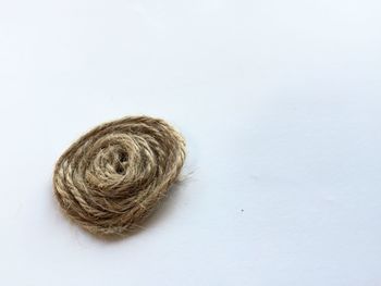 High angle view of ropes on white background