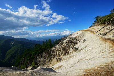 Scenic view of rocky mountains against sky