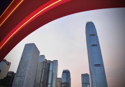 Low angle view of modern buildings against sky