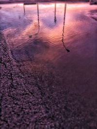 High angle view of rippled water during sunset