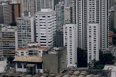 High angle view of buildings in city