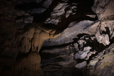 Close-up of rock formations in cave