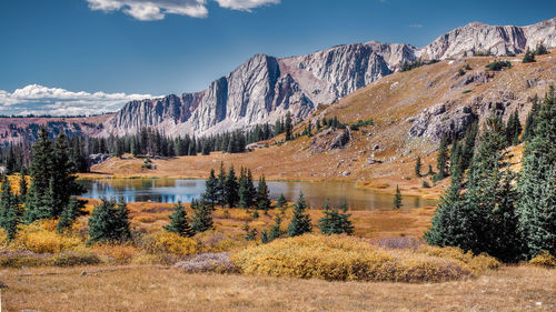 Scenic view of mountains against sky