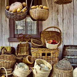 Close-up of wicker basket