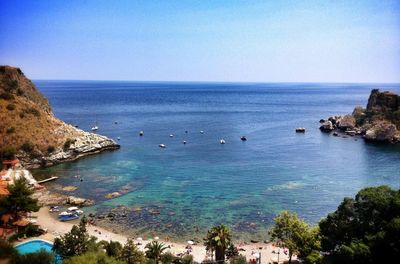 Scenic view of sea against clear sky