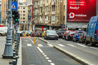 Cars on city street