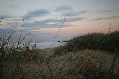 Scenic view of sea against cloudy sky