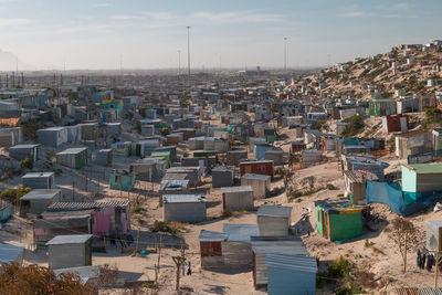 High angle view of townscape against sky