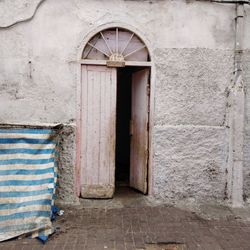 Closed door of old building