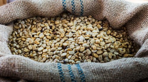 High angle view of coffee beans