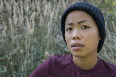 Close-up portrait of young woman