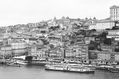 Aerial view of cityscape against clear sky