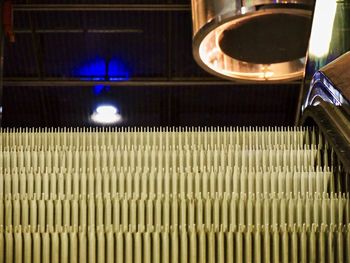 Close-up of illuminated table