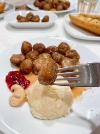 High angle view of dessert in plate on table