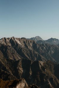 Scenic view of mountains against clear sky