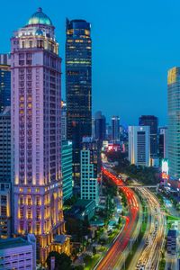 High angle view of city street in jakarta 