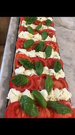 Close-up of pizza on table