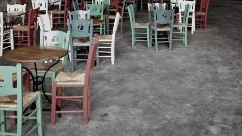 Empty chairs and table