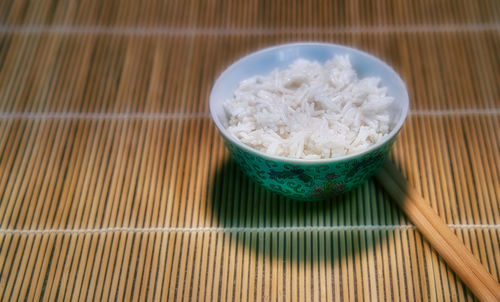High angle view of ice cream in bowl