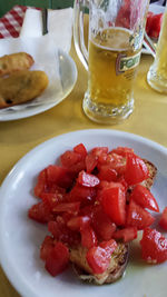 Close-up of food served in plate
