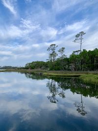 Scenic view of lake against sky