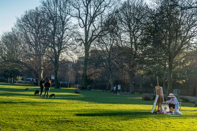 People playing in park