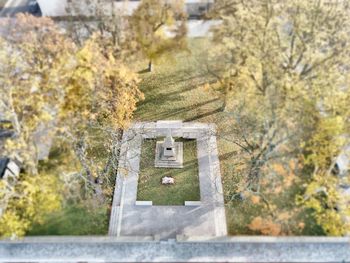 View of cross in cemetery