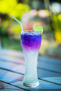 Close-up of cold drink on table