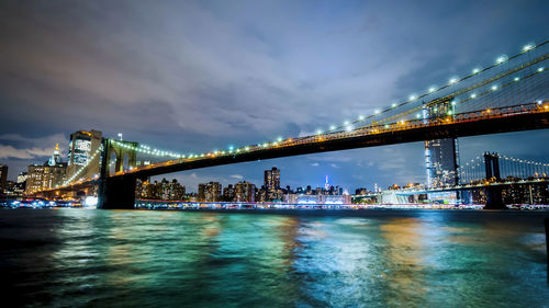 New york city skyline aerial view at  bridge over river