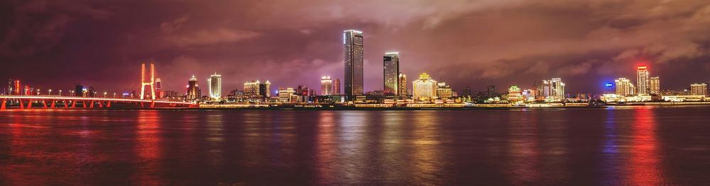 Illuminated city at night