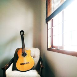 View of guitar at home