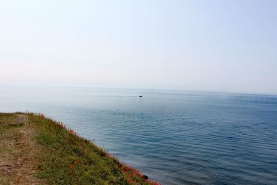 Scenic view of sea against clear sky