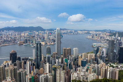 Aerial view of city buildings