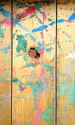 Full frame shot of paint on wooden wall