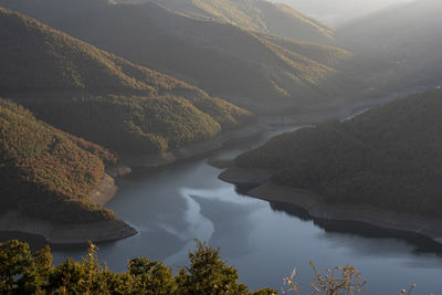 Scenic view of lake and mountains