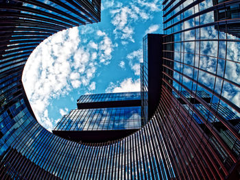 Low angle view of modern building against sky