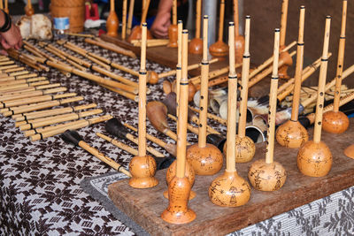 Row of candles in temple